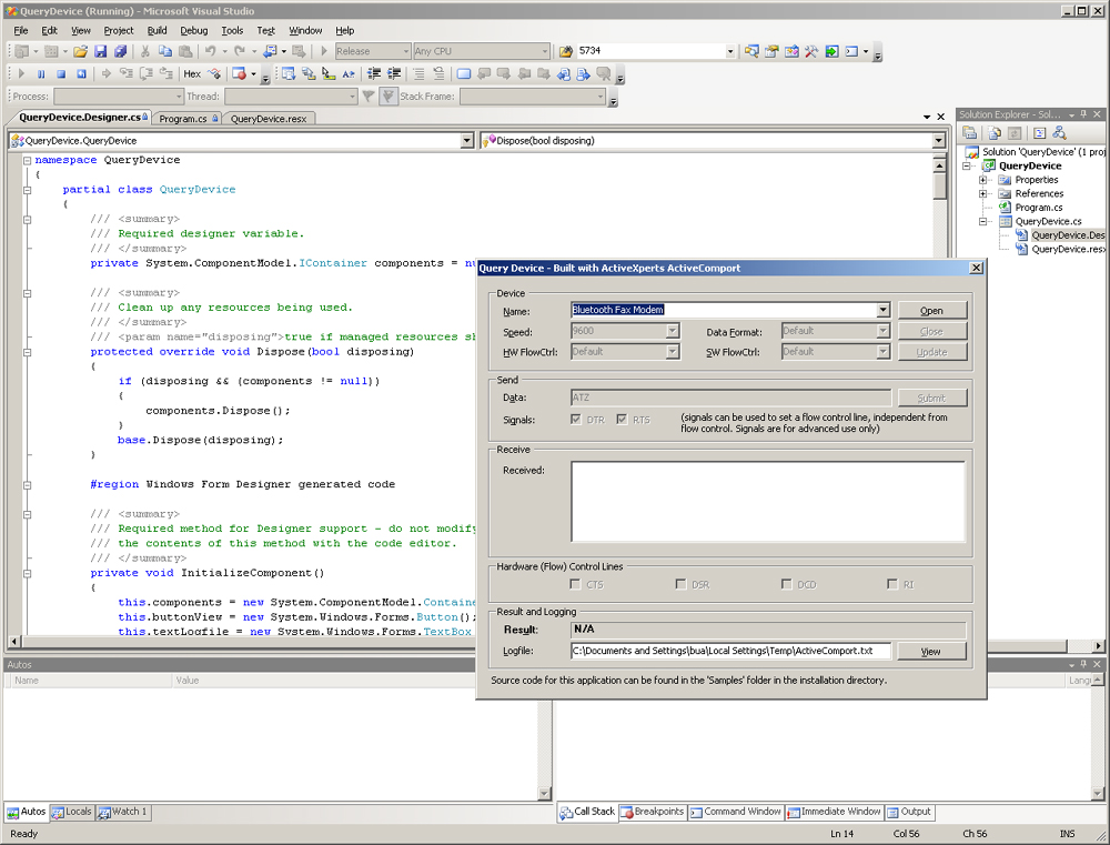 Screenshot of ActiveComport