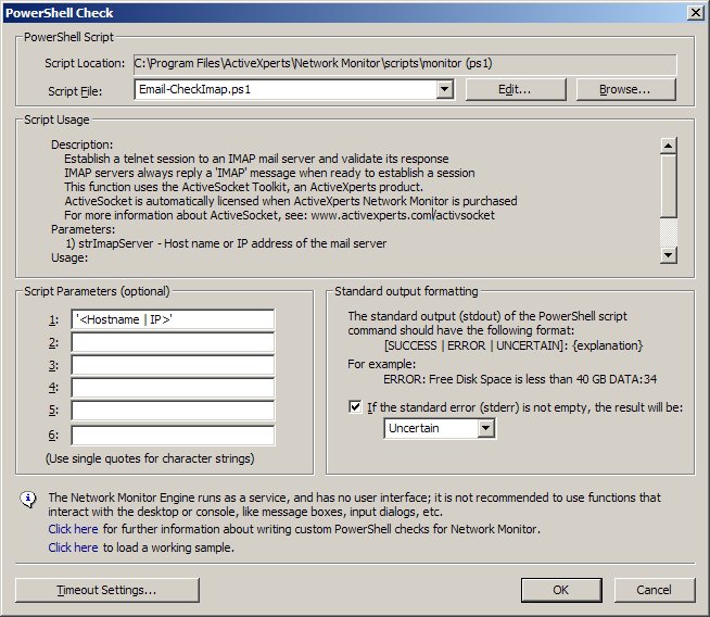 Screenshot of a Powershell Imap check