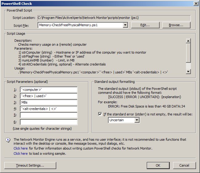 Powershell CheckFreePhysicalMemory check