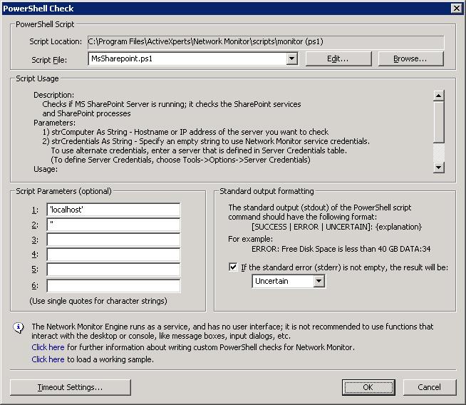 Screenshot of a Powershell MsSharepoint check