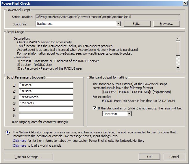 Screenshot of a Powershell RADIUS check